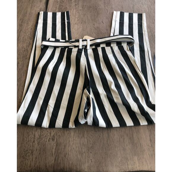 Uniq Gray and White Striped Pants with Grommet Belt - S - Picture 7 of 7